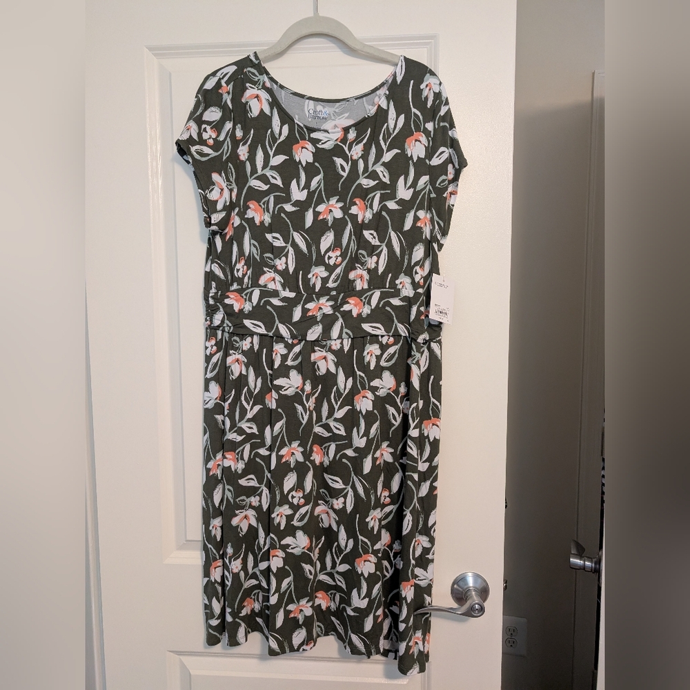 Floral Print Green Dress